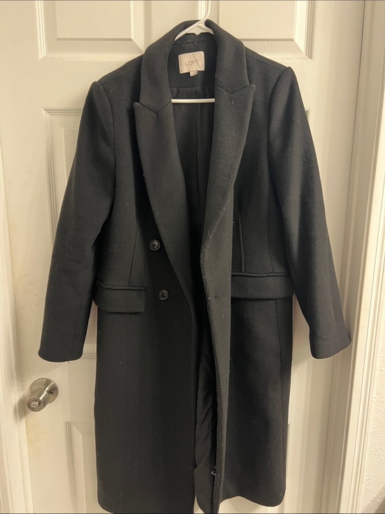 LOFT Jackets & Blazers - LOFT Black Long Wool-Blend Trench Coat